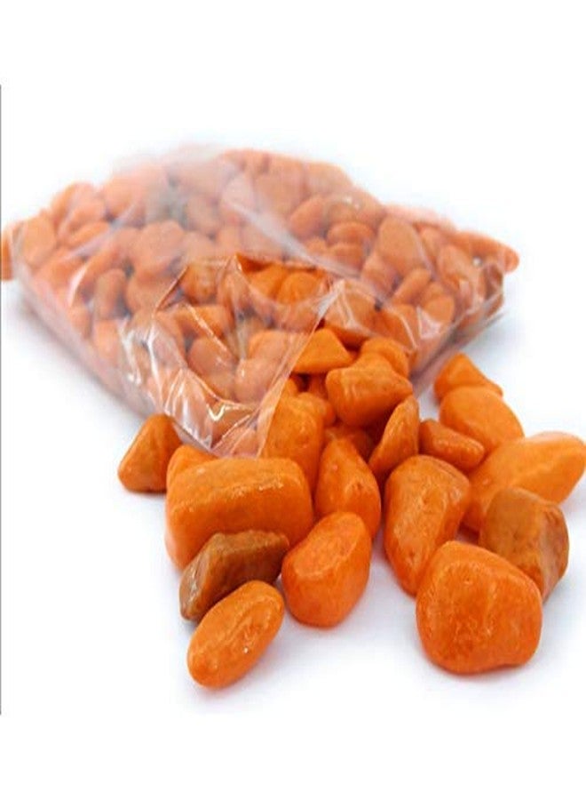 Power Stone Polished Colored Stone Marble Pebbles for Home Garden Aquarium Outdoor Decoration (Orange, 3 Kg) - Image 2